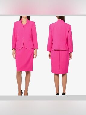 Le Suit Ladies Blazer&Dress CardiganStyle Notched Collar 2Piece Set Size 10 NWT
